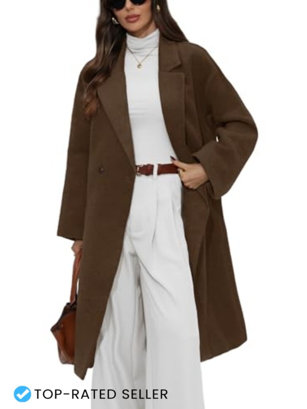 Wool Blend Long Peacoat Double Breasted Notch Lapel Overcoat